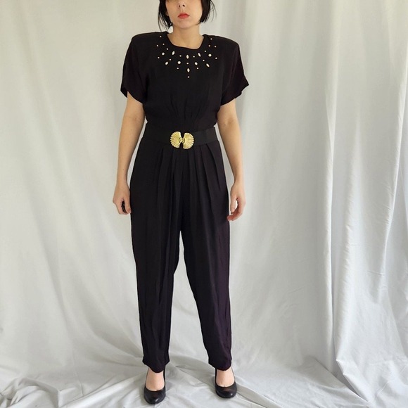Vintage Pants - 80s Black Jumpsuit